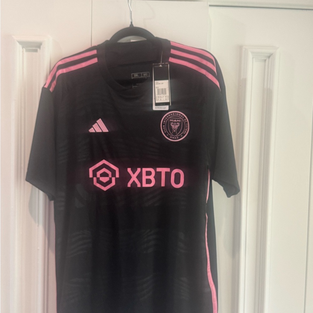 Lionel Messi Adidas Black and Pink Soccer Jersey